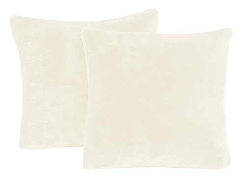 one-home 2er Pack Kissenbezug Kissenhülle Teddy Plüsch Uni kuschelig flauschig warm weich, Größe:50x50 cm, Farbe:beige von one-home