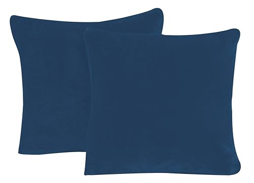 one-home 2er Pack Kissenbezug Kissenhülle Teddy Plüsch Uni kuschelig flauschig warm weich, Größe:50x50 cm, Farbe:blau von one-home