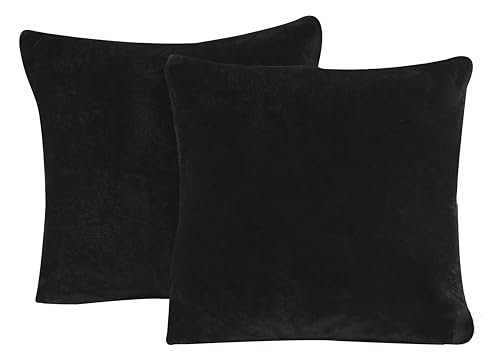 one-home 2er Pack Kissenbezug Kissenhülle Teddy Plüsch Uni kuschelig flauschig warm weich, Größe:50x50 cm, Farbe:schwarz von one-home