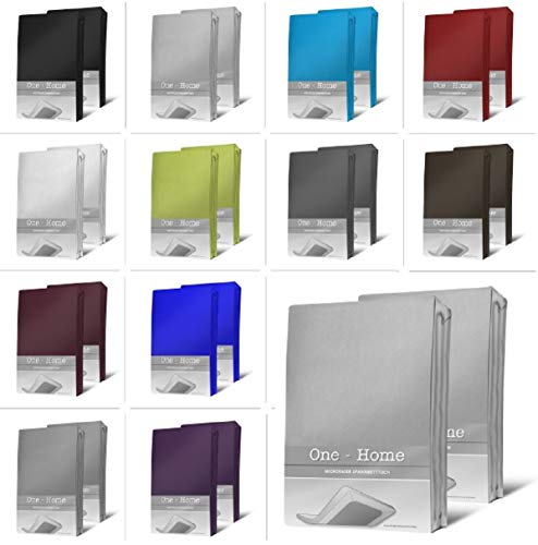 one-home 2er Pack Microfaser Spannbettlaken Spannbetttuch Betttuch mit Rundumgummi Set, Farbe:Silber, Maße:90x200 cm - 100x200 cm von one-home