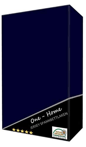 one-home 2er Pack Spannbettlaken Bettlaken Navy Marine blau 90x200 cm - 100x200 cm Jersey von one-home