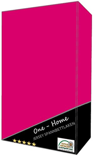 one-home 2er Pack Spannbettlaken Bettlaken pink Magenta 90 x 200 cm - 100 x 200 cm Jersey von one-home