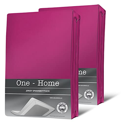 one-home 2er Pack Spannbettlaken Bettlaken pink Magenta 90 x 200 cm - 100 x 200 cm Jersey von one-home