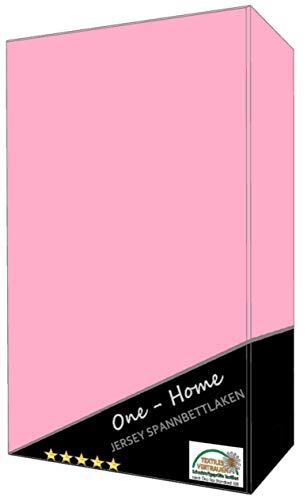 one-home 2er Pack Spannbettlaken Bettlaken rosa 90x200 cm - 100x200 cm Jersey Baumwolle von one-home