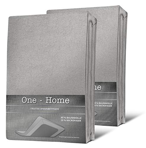 one-home 2er Pack Spannbettlaken FROTTEE 180x200 cm - 200x200 cm Silber Spannbetttuch Set von one-home