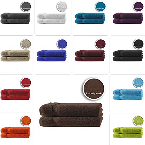 one-home 2er Set Gästetücher Handtücher Duschtücher Badetücher Frottee 100% Baumwolle, Farbe:Braun, Produktart:Handtücher 50x100 cm von one-home