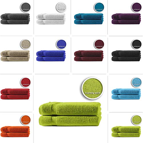 one-home 2er Set Gästetücher Handtücher Duschtücher Badetücher Frottee 100% Baumwolle, Farbe:Grün, Produktart:Handtücher 50x100 cm von one-home