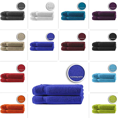 one-home 2er Set Gästetücher Handtücher Duschtücher Badetücher Frottee 100% Baumwolle, Farbe:Royal/Blau, Produktart:Gästetücher 30x50 cm von one-home