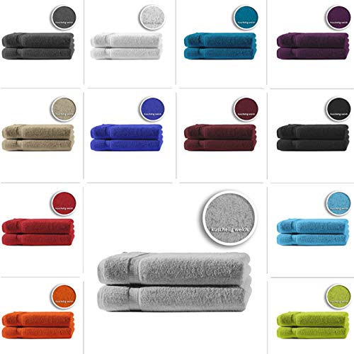 one-home 2er Set Gästetücher Handtücher Duschtücher Badetücher Frottee 100% Baumwolle, Farbe:Silber, Produktart:Handtücher 50x100 cm von one-home