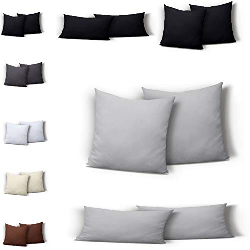 one-home 2er Set Jersey Kissenbezug Kissenhülle Dekokissen Kopfkissen Hülle Uni Baumwolle, Farbe:Silber, Maße:40 x 40 cm von one-home