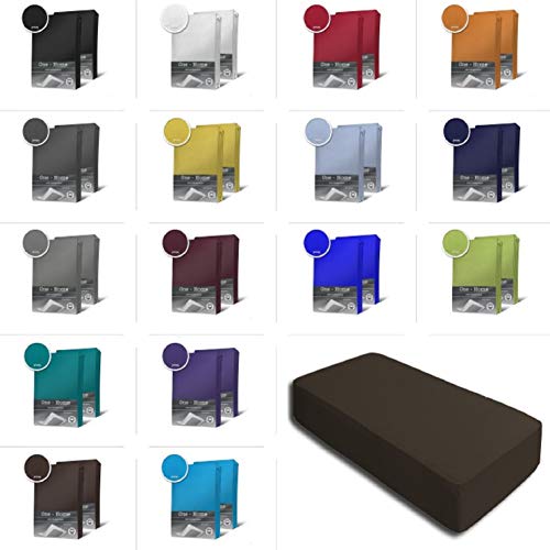 one-home 2er Set Jersey Spannbettlaken Spannbetttuch Baumwolle Topper Boxspringbett Laken, Größe:120x200 cm - 130x200 cm, Farbe:Braun von one-home