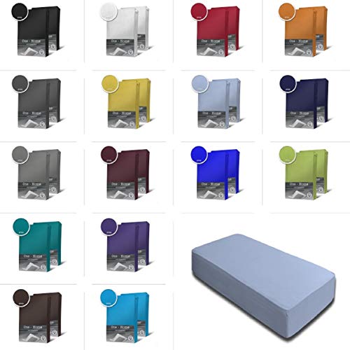 one-home 2er Set Jersey Spannbettlaken Spannbetttuch Baumwolle Topper Boxspringbett Laken, Größe:140x200 cm - 160x200 cm, Farbe:Hellblau von one-home