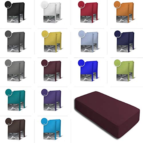 one-home 2er Set Jersey Spannbettlaken Spannbetttuch Baumwolle Topper Boxspringbett Laken, Größe:90x200 cm - 100x200 cm, Farbe:Bordeaux von one-home