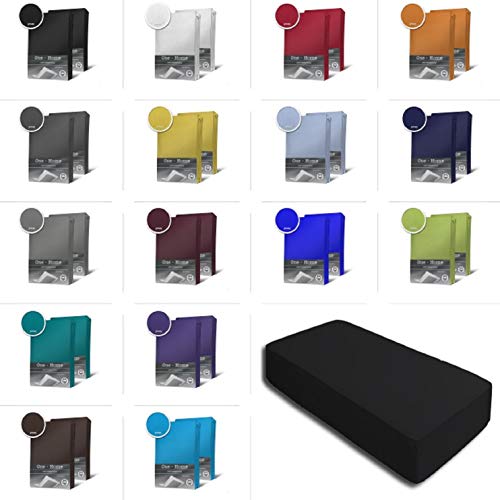 one-home 2er Set Jersey Spannbettlaken Spannbetttuch Baumwolle Topper Boxspringbett Laken, Größe:90x200 cm - 100x200 cm, Farbe:Schwarz von one-home