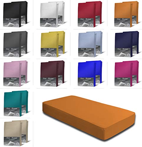 2er Set Jersey Spannbettlaken Spannbetttücher Bettlaken Spannbetttuch weiche Baumwolle mit Rundumgummizug, Farbe: Terracotta/Orange, Maße: 2er Pack 180-200 x 200 cm 2er Set Jersey Spannbettlaken Spannbetttücher Bettlaken Spannbetttuch weiche Baumwolle mit Rundumgummizug, Farbe: Terracotta/Orange, Maße: 2er Pack 180-200 x 200 cm von one-home