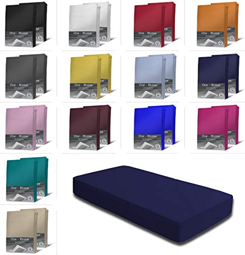 2er Set Jersey Spannbettlaken Spannbetttücher Bettlaken Spannbetttuch weiche Baumwolle mit Rundumgummizug, Farbe: Navy/Marine Blau, Maße: 2er Pack 180-200 x 200 cm Topper 2er Set Jersey Spannbettlaken Spannbetttücher Bettlaken Spannbetttuch weiche Baumwolle mit Rundumgummizug, Farbe: Navy/Marine Blau, Maße: 2er Pack 180-200 x 200 cm Topper von one-home