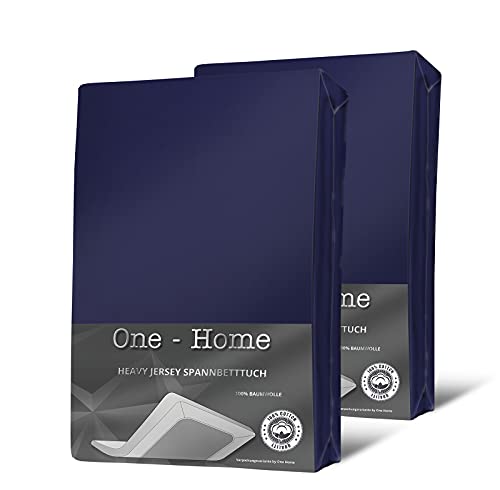 one-home 2er Set Jersey Spannbettlaken Spannbetttuch weich Heavy Baumwolle Rundumgummizug, Farbe:Navy/Blau, Größe:90x200 cm - 100x200 cm one-home 2er Set Jersey Spannbettlaken Spannbetttuch weich Heavy Baumwolle Rundumgummizug, Farbe:Navy/Blau, Größe:90x200 cm - 100x200 cm von one-home