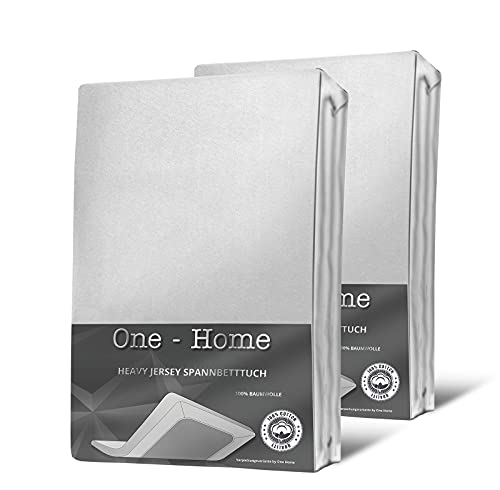 one-home 2er Set Jersey Spannbettlaken Spannbetttuch weich Heavy Baumwolle Rundumgummizug, Farbe:Weiß, Größe:90x200 cm - 100x200 cm von one-home