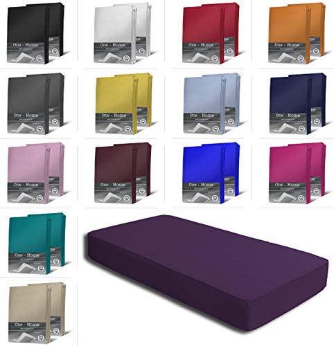 2er Set Jersey Spannbettlaken Spannbetttücher Bettlaken Spannbetttuch weiche Baumwolle mit Rundumgummizug, Farbe: Aubergine/Lila, Maße: 2er Pack 140-160 x 200 cm von one-home
