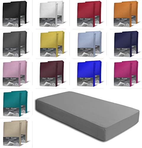 2er Set Jersey Spannbettlaken Spannbetttücher Bettlaken Spannbetttuch weiche Baumwolle mit Rundumgummizug, Farbe: Grau, Maße: 2er Pack 180-200 x 200 cm Topper 2er Set Jersey Spannbettlaken Spannbetttücher Bettlaken Spannbetttuch weiche Baumwolle mit Rundumgummizug, Farbe: Grau, Maße: 2er Pack 180-200 x 200 cm Topper von one-home