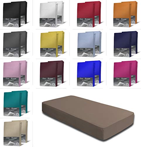 2er Set Jersey Spannbettlaken Spannbetttücher Bettlaken Spannbetttuch weiche Baumwolle mit Rundumgummizug, Farbe: Nougat, Maße: 2er Pack 140-160 x 200 cm von one-home