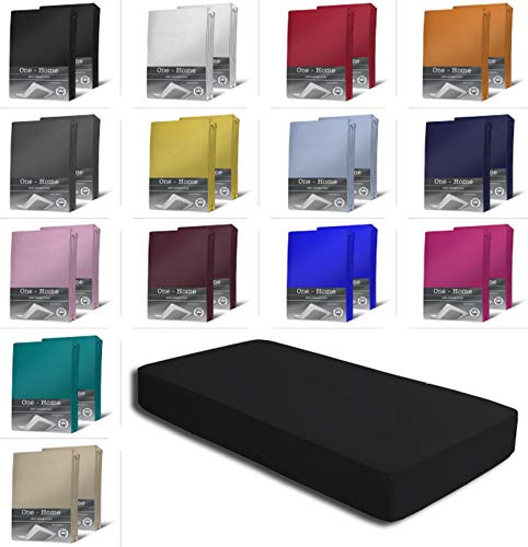 2er Set Jersey Spannbettlaken Spannbetttücher Bettlaken Spannbetttuch weiche Baumwolle mit Rundumgummizug, Farbe: Schwarz, Maße: 2er Pack 120-130 x 200 cm 2er Set Jersey Spannbettlaken Spannbetttücher Bettlaken Spannbetttuch weiche Baumwolle mit Rundumgummizug, Farbe: Schwarz, Maße: 2er Pack 120-130 x 200 cm von one-home