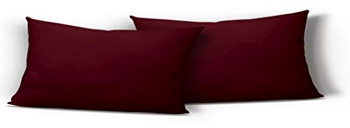 one-home 2er Set Kissenbezug Kissenhülle Kopfkissen 40x80cm Bordeaux rot Uni Microfaser von one-home