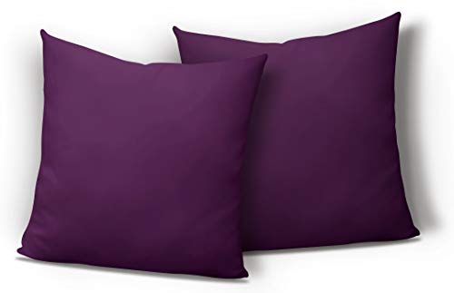 one-home 2er Set Kissenbezug Kissenhülle Kopfkissen 80x80cm aubergine lila Uni Microfaser von one-home