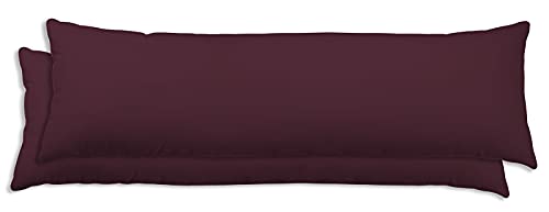 one-home 2er Set Kissenbezug Kissenhülle Kopfkissenbezug Hüllen Uni Renforce Baumwolle, Farbe:Bordeaux, Größe:40x145 cm von one-home