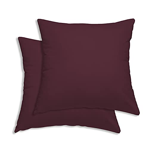 one-home 2er Set Kissenbezug Kissenhülle Kopfkissenbezug Hüllen Uni Renforce Baumwolle, Farbe:Bordeaux, Größe:80x80 cm von one-home