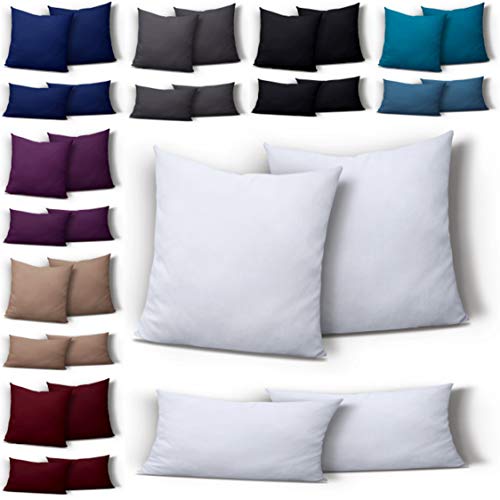 one-home 2er Set Mikrofaser Kissenbezug Kissenhülle Kopfkissen Hülle Uni, Farbe:Weiß, Maße:80 x 80 cm von one-home