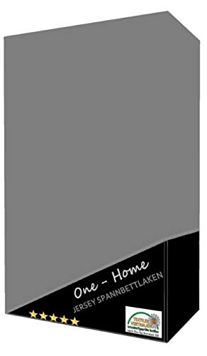 one-home 2er Set Spannbettlaken Bettlaken grau 140x200 cm - 160x200 cm Jersey Baumwolle von one-home