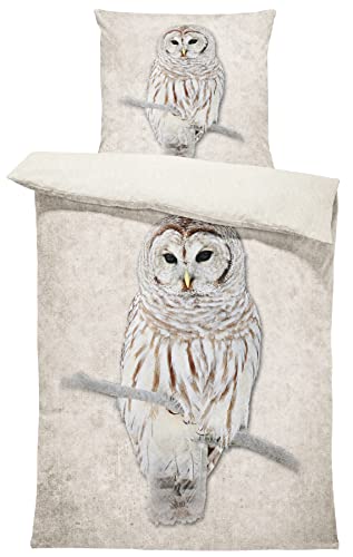 one-home 4 teilig Bettwäsche 135x200 cm Winter Eule beige Natur Warm Flausch Thermofleece one-home 4 teilig Bettwäsche 135x200 cm Winter Eule beige Natur Warm Flausch Thermofleece von one-home