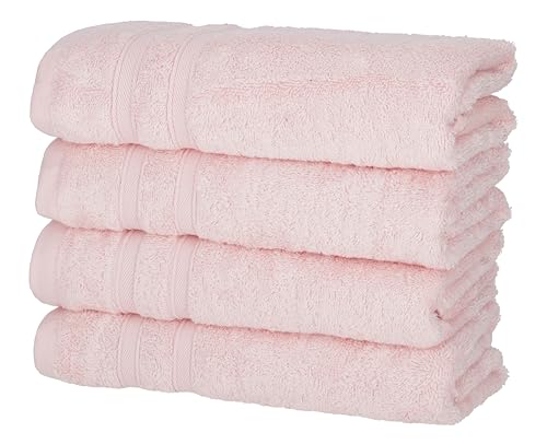 one-home 4er Pack Handtücher 50x100 cm Baumwolle Weich Frottee Uni Saugfähig Handtuch, Farbe:rosa von one-home