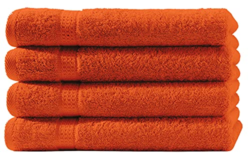 one-home 4er Set Gästetücher Handtücher Duschtücher Badetücher Frottee 100% Baumwolle, Produktart:Duschtücher 70x140 cm, Präzise Farbe:Terracotta/Orange von one-home