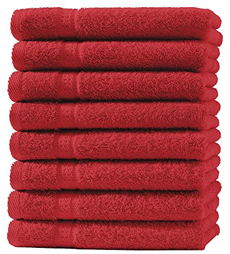 one-home 8er Set Gästetücher Handtücher Duschtücher Badetücher Frottee 100% Baumwolle, Präzise Farbe:Rot, Produktart:Handtücher 50x100 cm von one-home