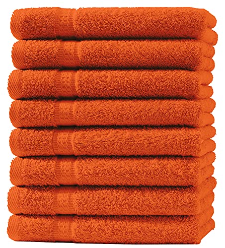 one-home 8er Set Gästetücher Handtücher Duschtücher Badetücher Frottee 100% Baumwolle, Produktart:Duschtücher 70x140 cm, Präzise Farbe:Terracotta/Orange von one-home