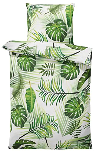 one-home Bettwäsche 135x200 cm Tropical Palmen Blätter Natur grün weiß Mikrofaser one-home Bettwäsche 135x200 cm Tropical Palmen Blätter Natur grün weiß Mikrofaser von one-home