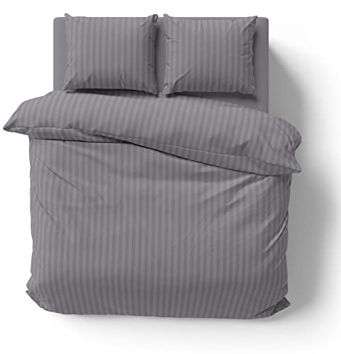 one-home Bettwäsche 200x200 cm Hotel gestreift grau weich Damast Mikrofaser Doppelbett one-home Bettwäsche 200x200 cm Hotel gestreift grau weich Damast Mikrofaser Doppelbett von one-home