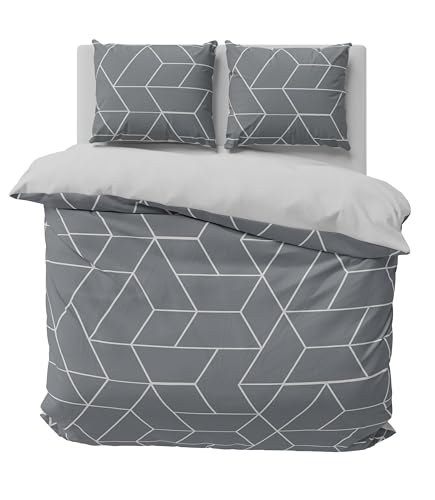 one-home Bettwäsche 200x220 cm geometrisch grafisch grau modern Doppelbett Mikrofaser one-home Bettwäsche 200x220 cm geometrisch grafisch grau modern Doppelbett Mikrofaser von one-home