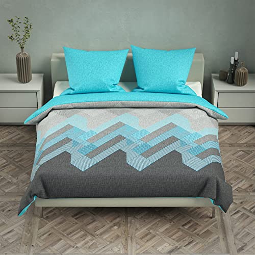 one-home Bettwäsche Geometrisch Grafisch meliert türkis grau modern Baumwolle Renforce, Größe:3 teilig 200x220 cm - Doppelbett von one-home