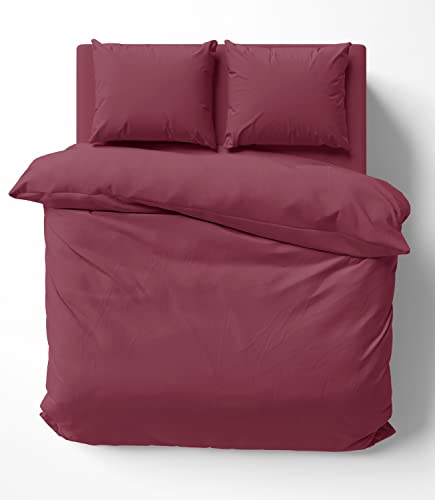 one-home Bettwäsche-Set 240x220 cm Uni Bordeaux Doppelbett Bettbezug Renforcé Baumwolle von one-home