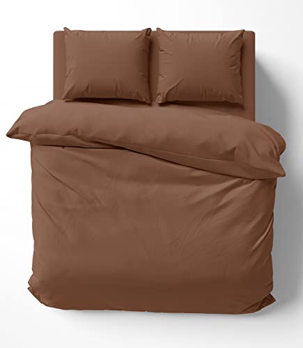 one-home Bettwäsche-Set 240x220 cm Uni braun Doppelbett Bettbezug Renforcé Baumwolle von one-home