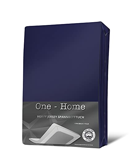 one-home Boxspringbett Spannbettlaken Navy blau 140x200-160x220 Heavy Jersey Baumwolle von one-home