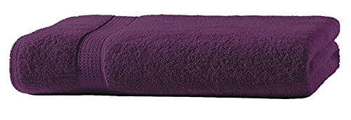 one-home Gästetuch Handtuch Duschtuch Badetuch Frottee 100% Baumwolle 15 Farben, Präzise Farbe:Aubergine/Lila, Produktart:Badetuch 100x150 cm von one-home