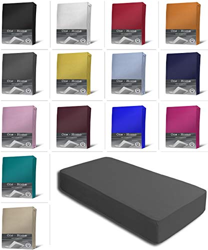 one-home Jersey Spannbettlaken Spannbetttuch Bettlaken weich 100% Baumwolle Rundumgummi, Farbe:Anthrazit, Maße:140-160 x 200 cm Topper one-home Jersey Spannbettlaken Spannbetttuch Bettlaken weich 100% Baumwolle Rundumgummi, Farbe:Anthrazit, Maße:140-160 x 200 cm Topper von one-home
