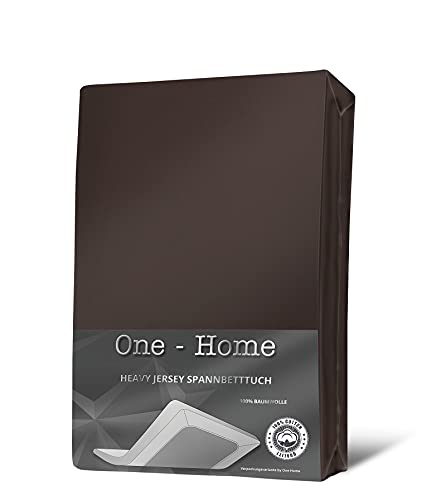 one-home Jersey Spannbettlaken Spannbetttuch weiche Heavy Baumwolle mit Rundumgummizug, Farbe:Braun, Größe:140x200 cm - 160x200 cm von one-home