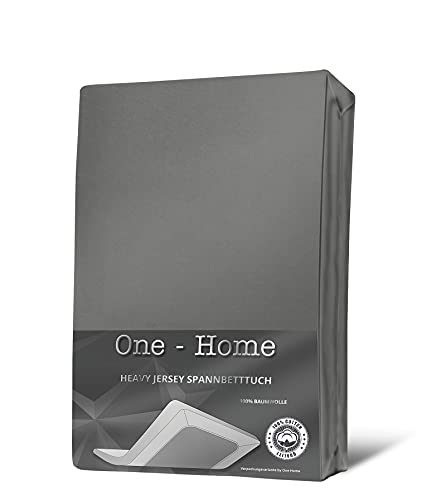 one-home Jersey Spannbettlaken Spannbetttuch weiche Heavy Baumwolle mit Rundumgummizug, Farbe:Grau, Größe:120x200 cm - 130x200 cm von one-home