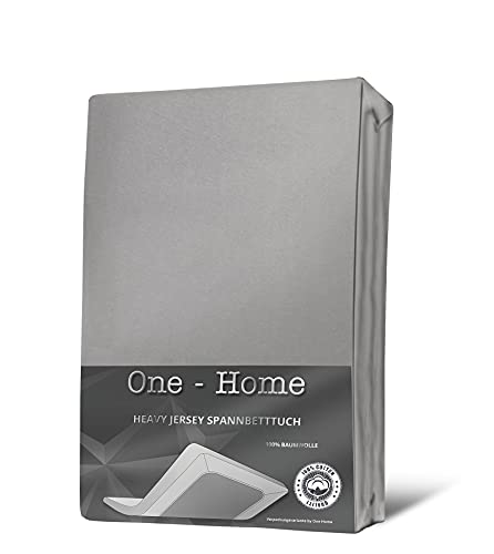 one-home Jersey Spannbettlaken Spannbetttuch weiche Heavy Baumwolle mit Rundumgummizug, Farbe:Silber, Größe:180 x 200 cm - 200x200 cm von one-home