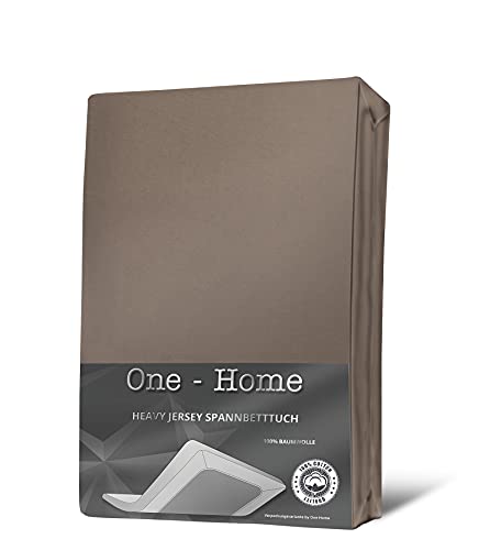 one-home Jersey Spannbettlaken Spannbetttuch weiche Heavy Baumwolle mit Rundumgummizug, Farbe:Taupe, Größe:90x200 cm - 100x200 cm von one-home